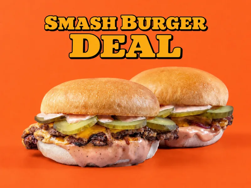 Two smash burgers with cheese and pickles